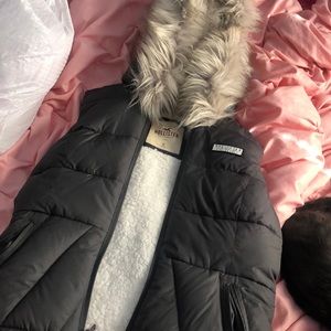 Plush dark grey furry vest